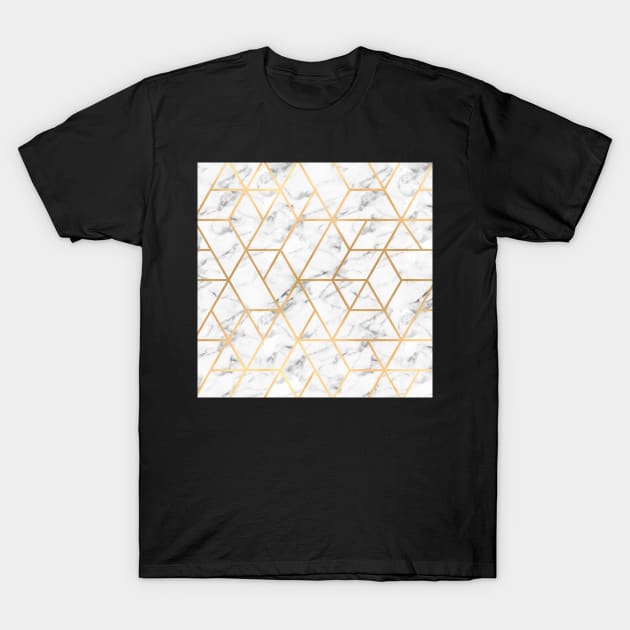 Marble & Gold Geo Lines T-Shirt by Blue-Banana